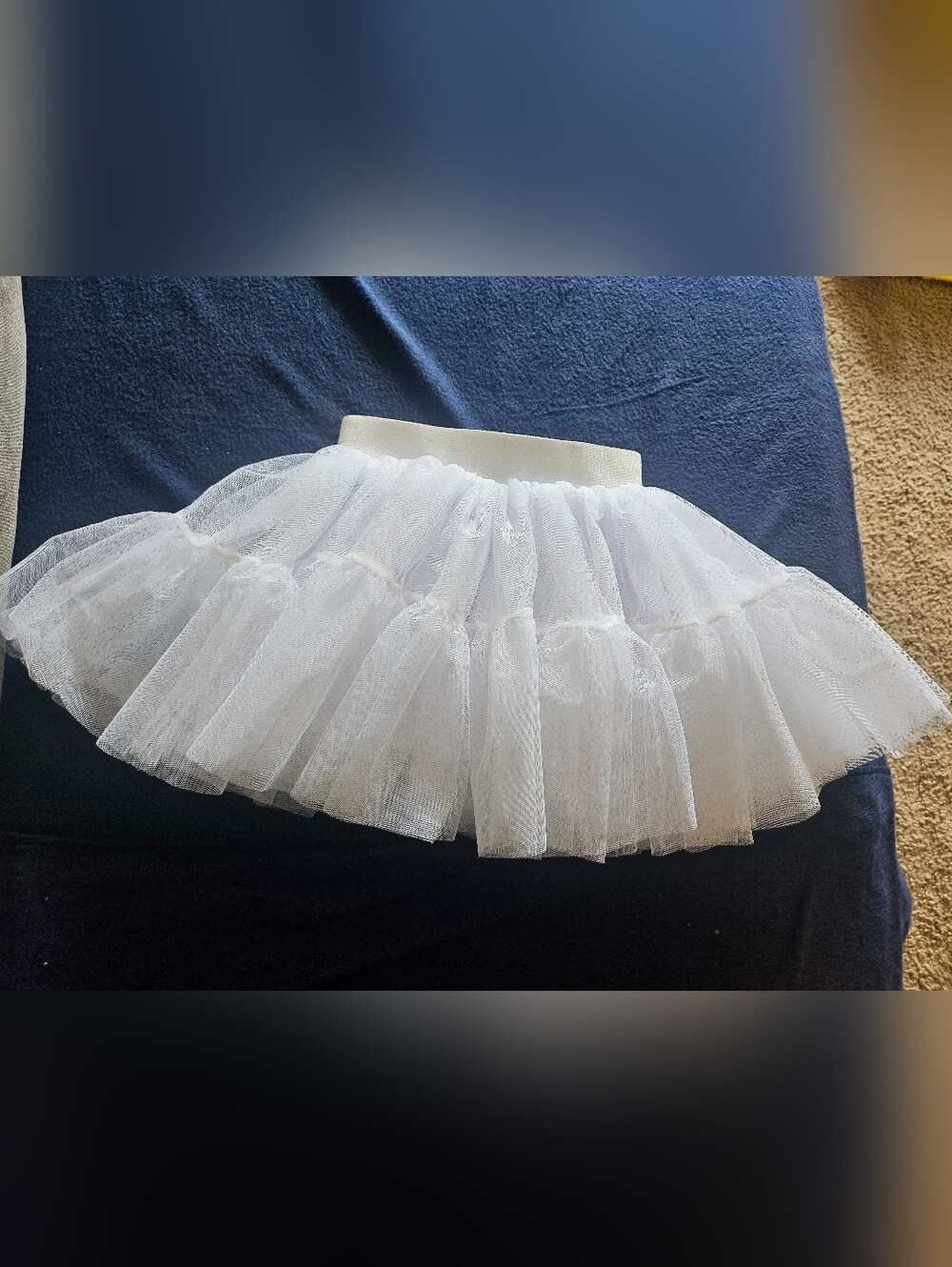 White Tulle Layered Skirt For Girls